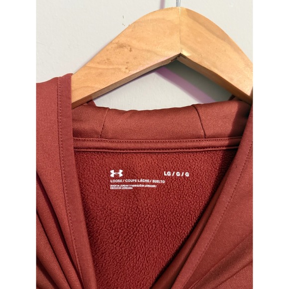 Under Armour Loose Fit Fleece Hoodie Orange Logo Women's LG - Picture 3 of 5